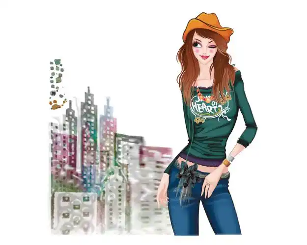 时尚卡通美女插画图片素材(40p)