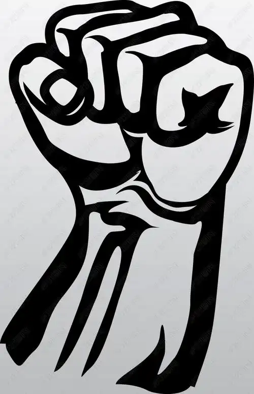 原创黑白写实素描拳头