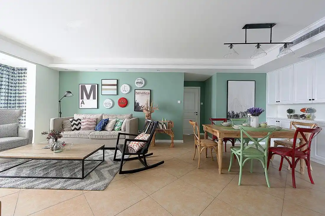 混搭风格绿色效果图案例_2021装修效果图-齐家网装修图片频道