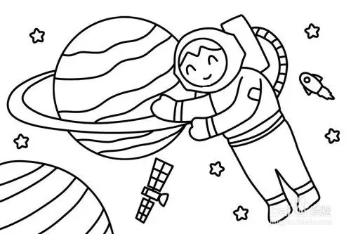 遨游太空简笔画