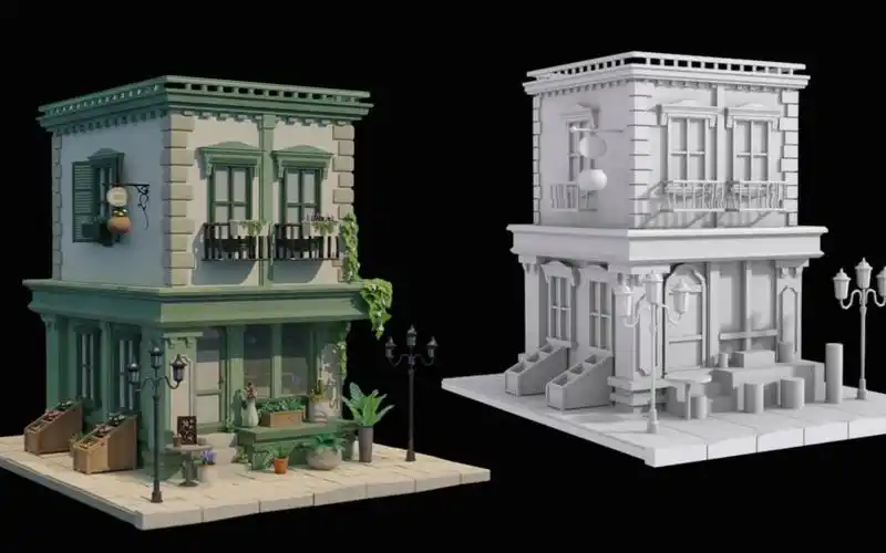 【3dmax场景建模】一组绿色现代风房子场景搭建,从拉box详细教学布线