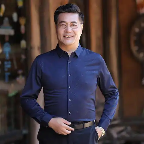 秋季中老年男装长袖衬衫40-50岁男士上衣中年人爸爸夏天薄款衬衣