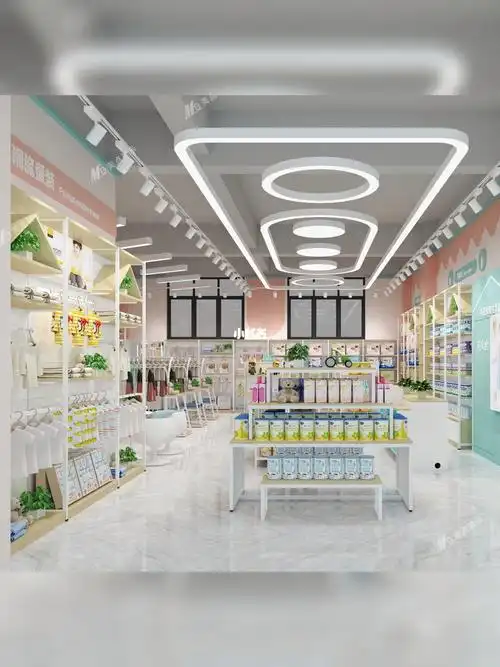 具体包含:母婴,美妆店整店配套|平面布局|3d效果设计|货架生产制作