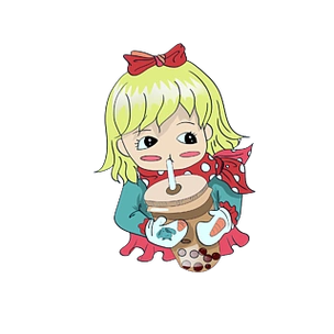 可爱卡通女孩珍珠奶茶