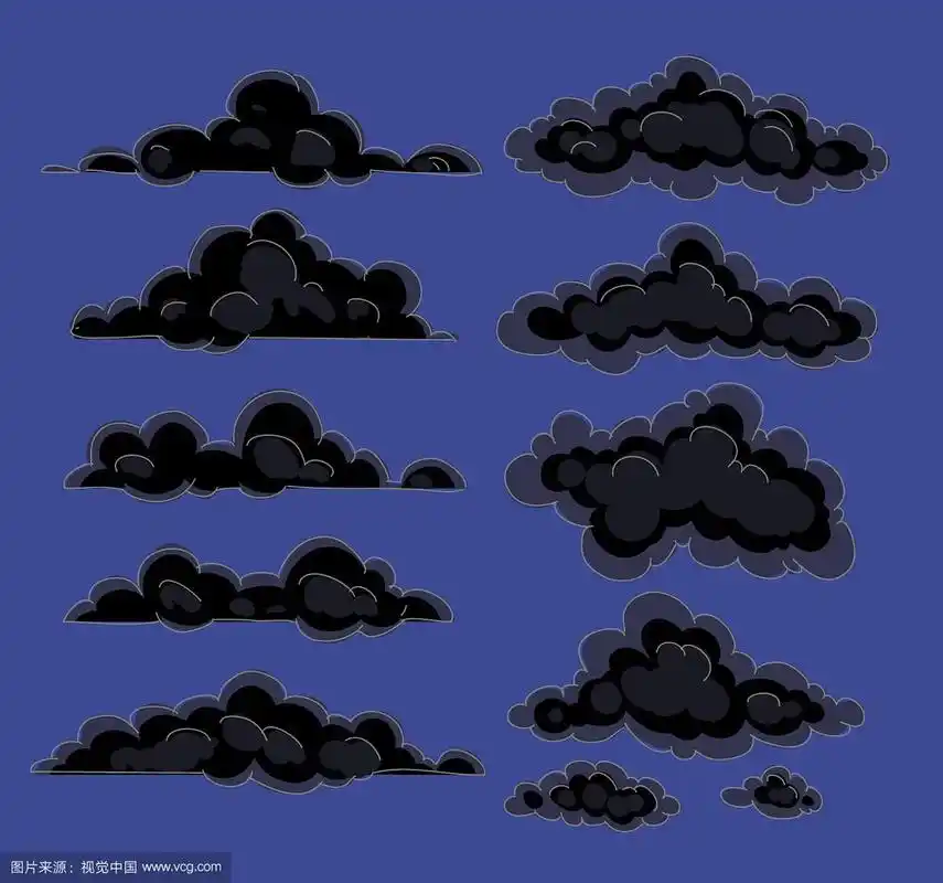手绘的黑色背景上的黑云