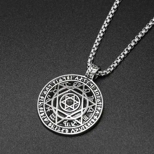 2019款欧美夜店嘻哈个性小封印六芒星钛钢项链挂饰男女款stn2547