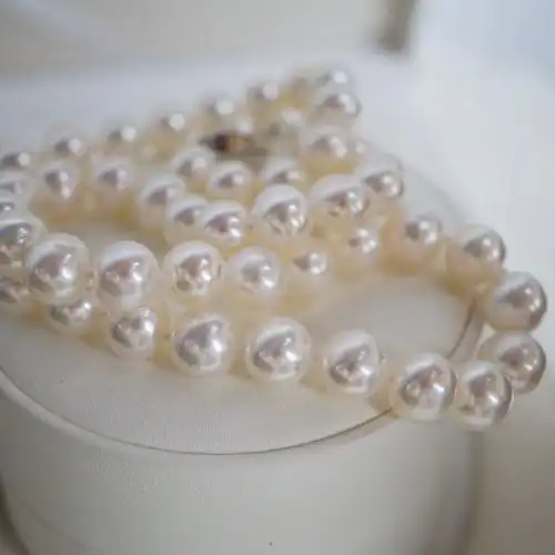 大颗粒超美新品白亮全无暇10mm近正圆天然白色大珍珠项链9