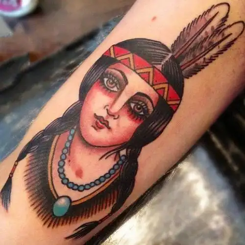一组个性十足的印第安人纹身图案
