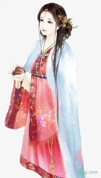 立绘白衣女子png素材透明免抠图片-卡通手绘