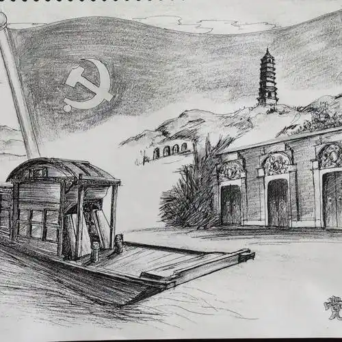 内容包括"在党的一大会议上","喜迎党的二十大"的油彩绘画,"百年党史"