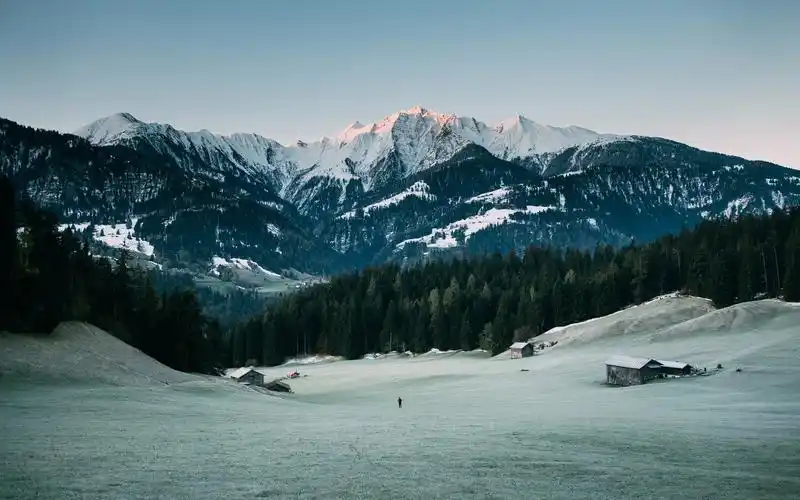 山,峰,雪,森林,冬天 壁纸 - 2560x1600