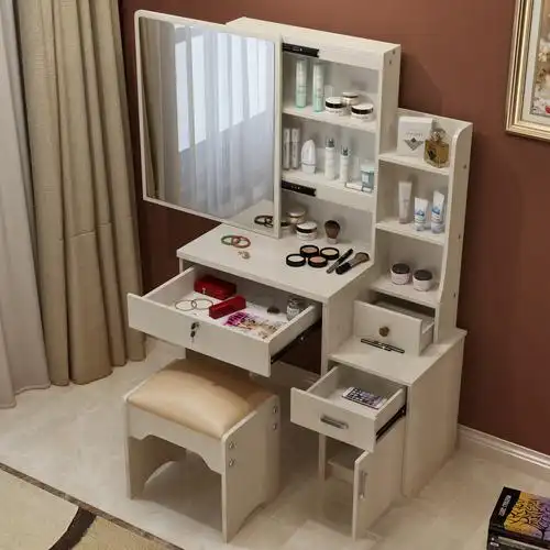 现代简约小户型梳妆台卧室环保烤漆迷你翻盖可伸缩宜家化妆桌包邮