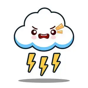 可爱的云闪电螺栓卡哇伊脸图标卡通人物平面设计矢量照片