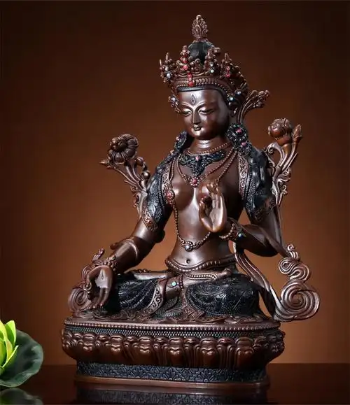 盛凡藏传白度母佛像纯铜供奉尼泊尔密宗佛像摆件可装藏佛教用品10台寸