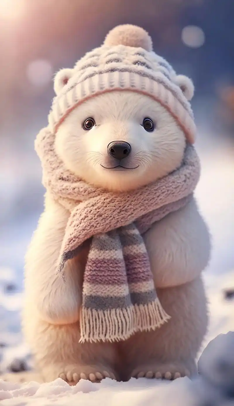超萌北极熊宝宝,温暖你的心#艺术在抖音 #ai绘画 #抖音图 - 抖音