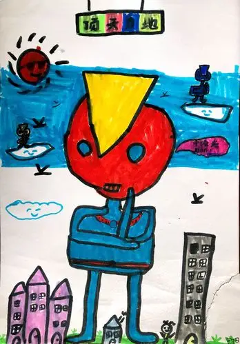 实附二(2)班《顶天立地》作品欣赏