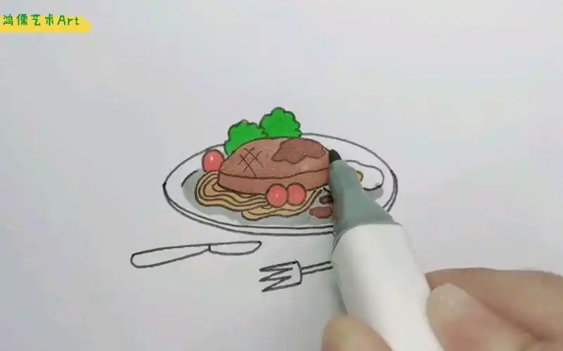 亲子简笔画:一起画美味的牛排大餐