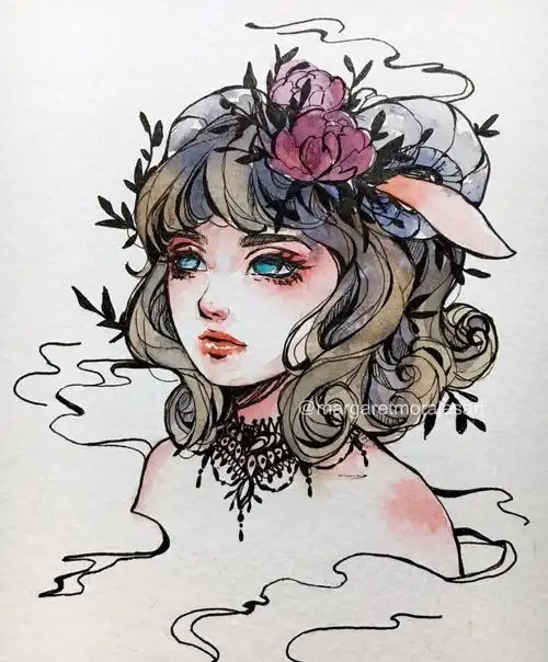 水彩 人物绘画 插画 插画师ins@ margaretmoralesart
