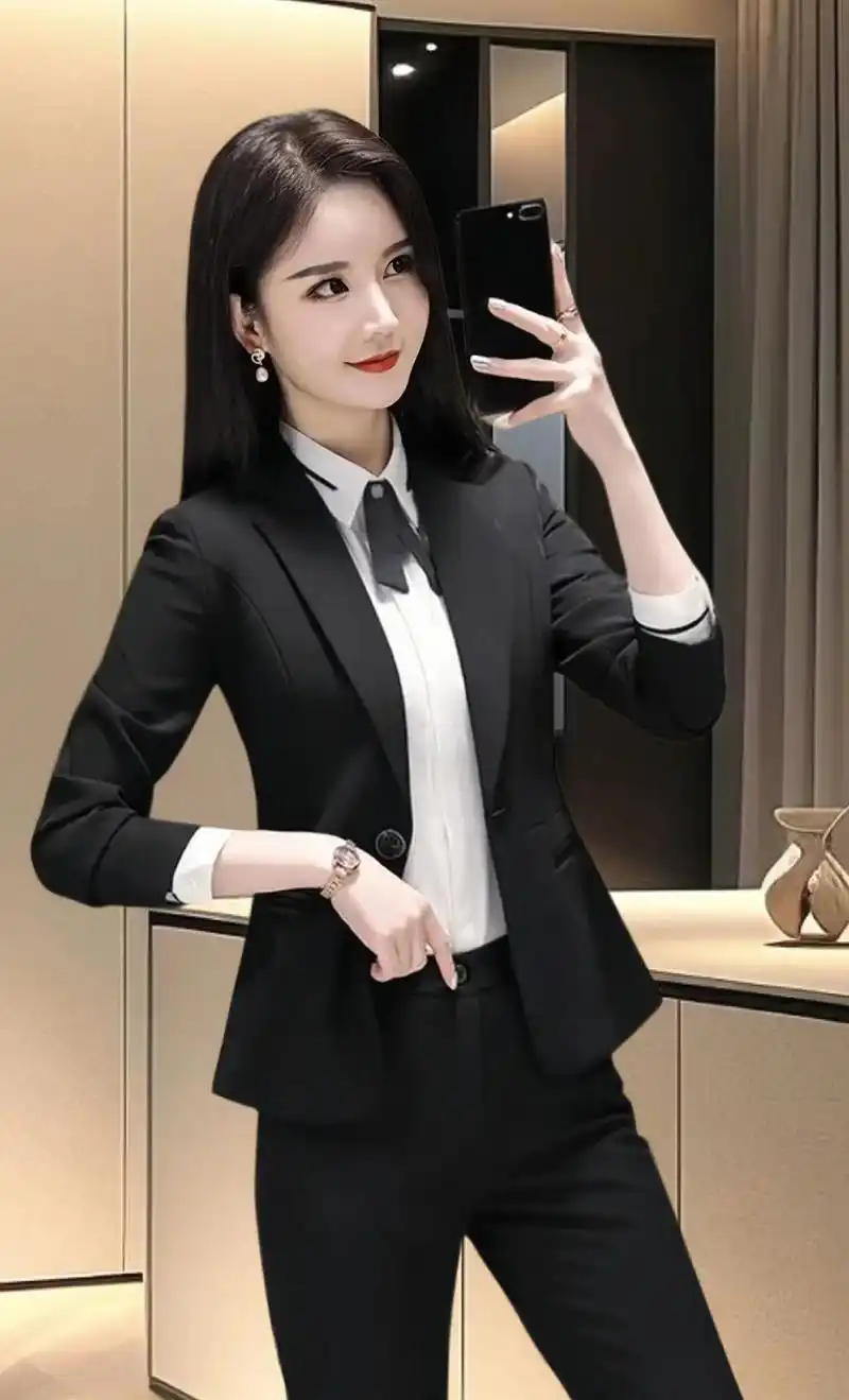 我的新款女士职业长袖西服套装真的太美啦!