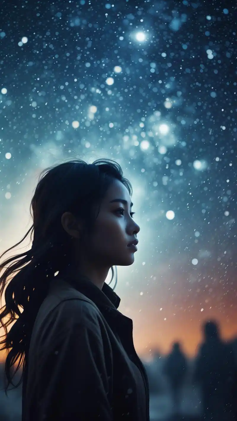 星空下高级感女生锁屏壁纸90 星空下的女生壁纸来啦!