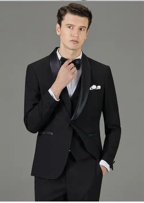 菲伊斯莉 西服套装男士西装高级感礼服青果领伴郎服轻奢潮牌新郎结婚