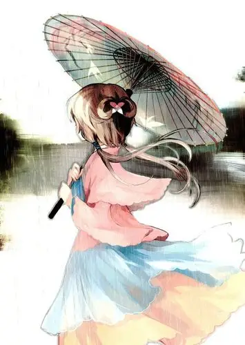 急求手持伞的动漫女孩图片