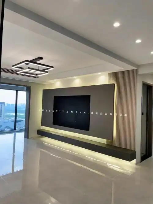 悬空电视背景墙 #现代简约风格 #室内视觉盛宴 #室内设计 - 抖音