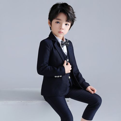 儿童小西装帅气男童套装斜纹款洋气主持钢琴演出服宝宝周岁礼服