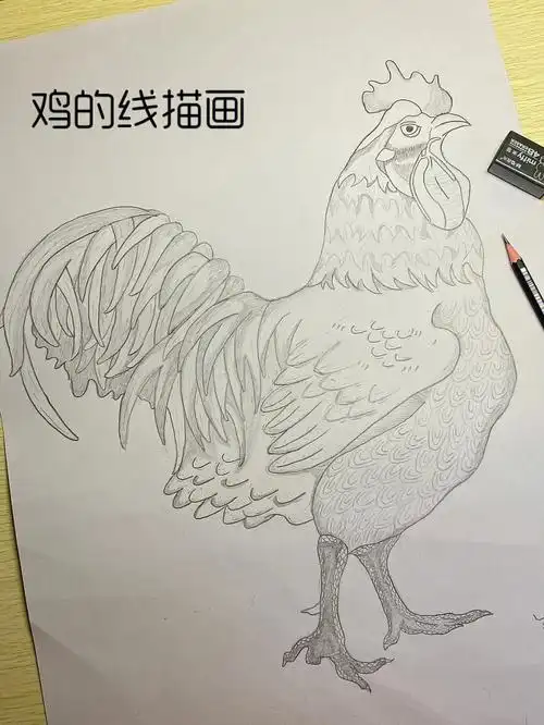 零基础线描画主题画鸡