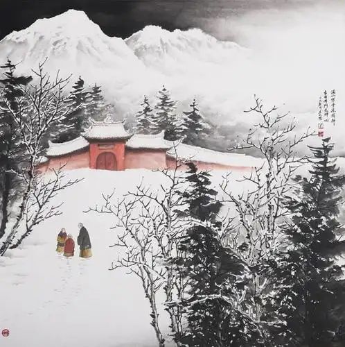 禅意雪韵水墨画勾起童年的回忆