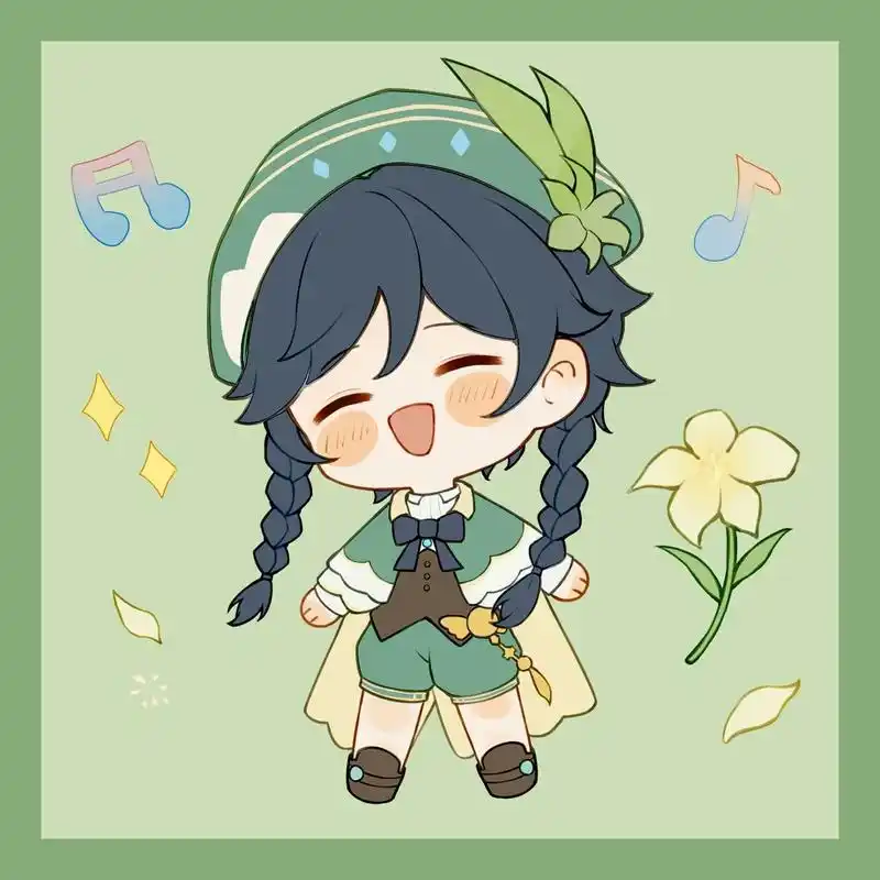 q版人物|卡通头像|原神温迪q版 原创q版人物原神温迪同人卡通头像,有