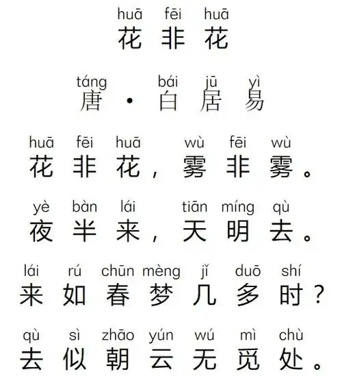 花非花白居易古诗原文翻译及鉴赏