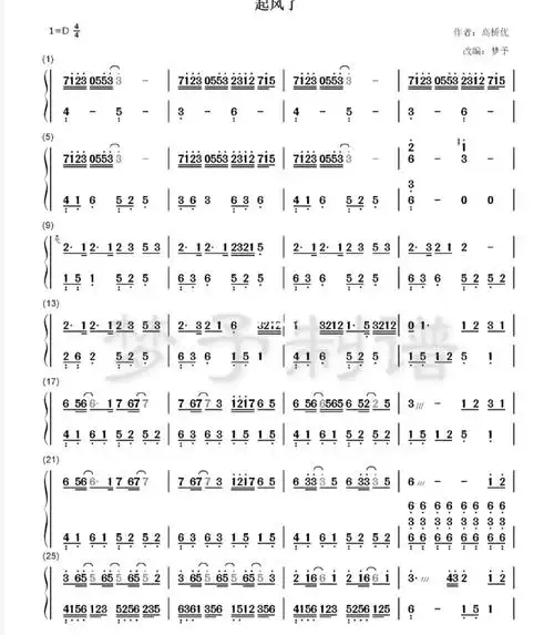 曲谱分享古筝流行曲起风了