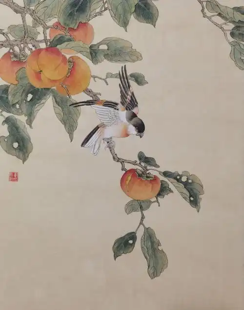 《事事如意》#柿柿如意  #柿子  #工笔  #工笔花鸟
