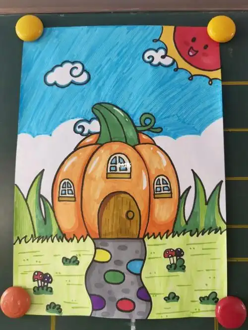 简笔画南瓜房子简笔画怎么画南瓜房子彩色简笔画幼儿简笔画南瓜房子