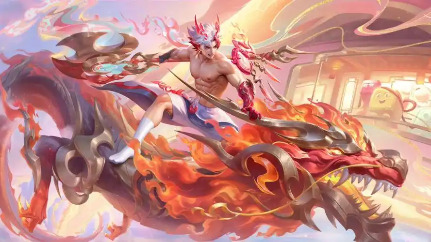 王者荣耀更衣室男英雄腹肌-孙策-龙年限定·乘龙·淬吴钩