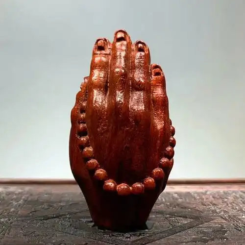 佛手檀木念佛一心雕刻亚紫比亚件赞手把挂饰木雕