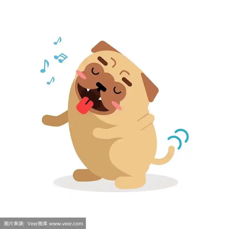 可爱的卡通哈巴狗人物摇尾巴和