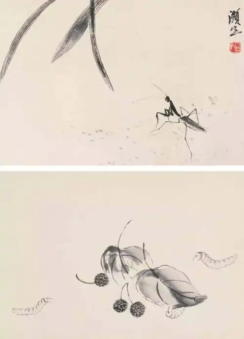 草虫 草虫 草虫 草虫 草虫 工笔草虫 工笔草虫 齐白石作草虫;女儿齐良