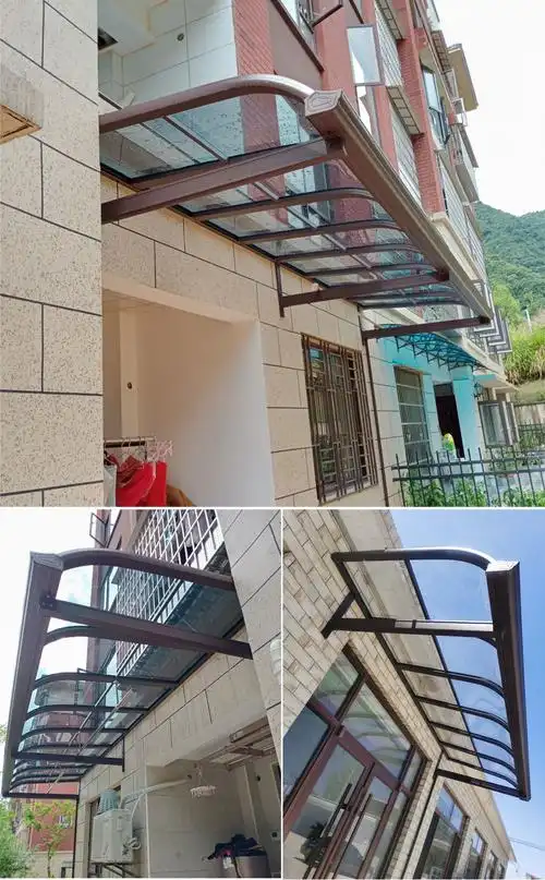 定制‼雨棚阳台铝合金阳光门头门上雨搭户外遮阳棚别墅庭院耐力板