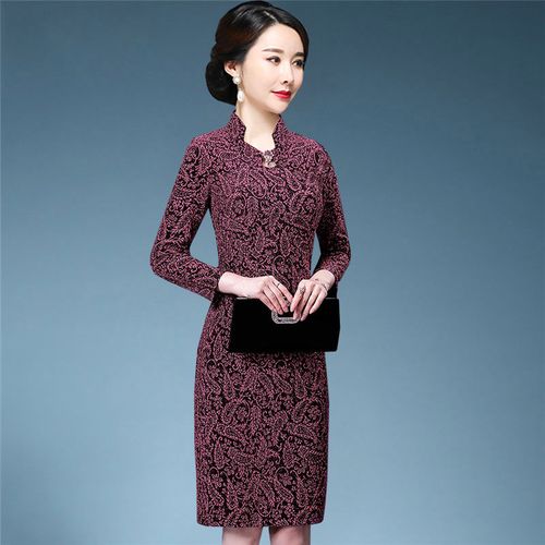 春装嫁女儿结婚庆妈妈连衣裙洋气年轻高贵喜婆婆婚宴旗袍礼服裙子