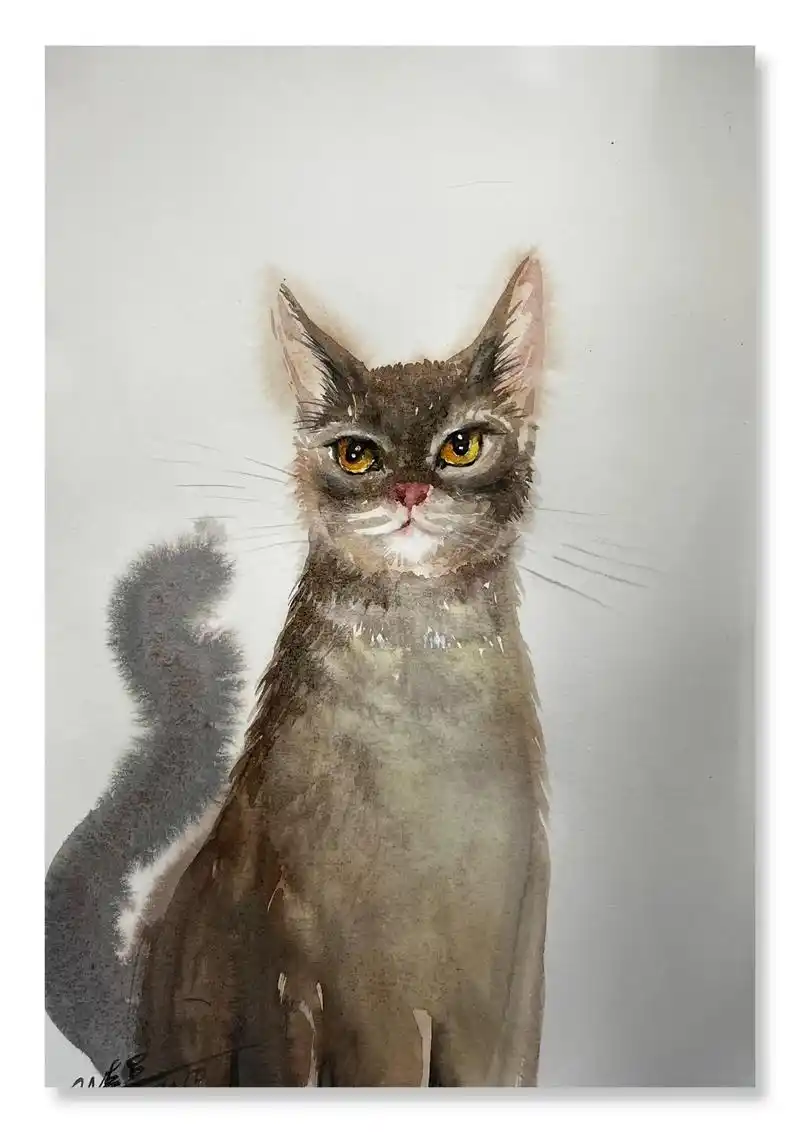 《猫》#原创 #水彩动物 #手绘 #原创作品 #画猫 - 抖音