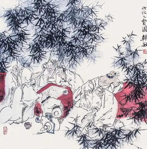 0251 竹林七贤图 立轴 纸本