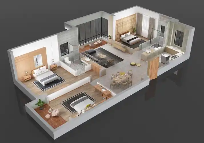 3d户型图 ——金河壹号|空间|家装设计|孟华婧 - 原创作品 - 站酷