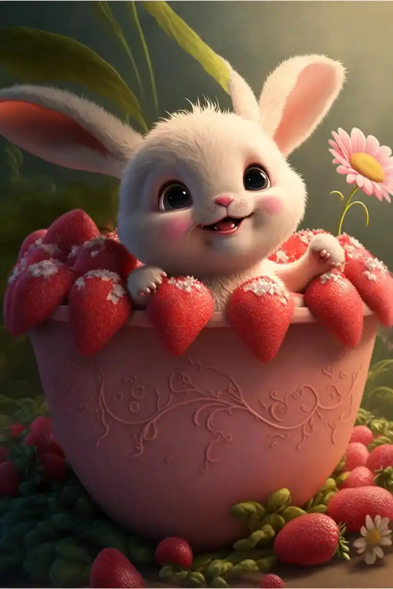 茶杯萌萌兔ai高清壁纸.兔兔是不是很可爱?带回家吗?#可爱到 - 抖音