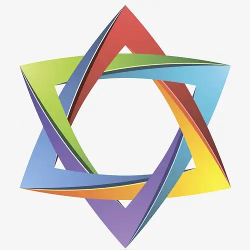 彩色立体六角星【高清png素材】-90设计