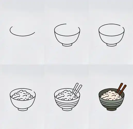 🍚大米饭简笔画来啦!🎨