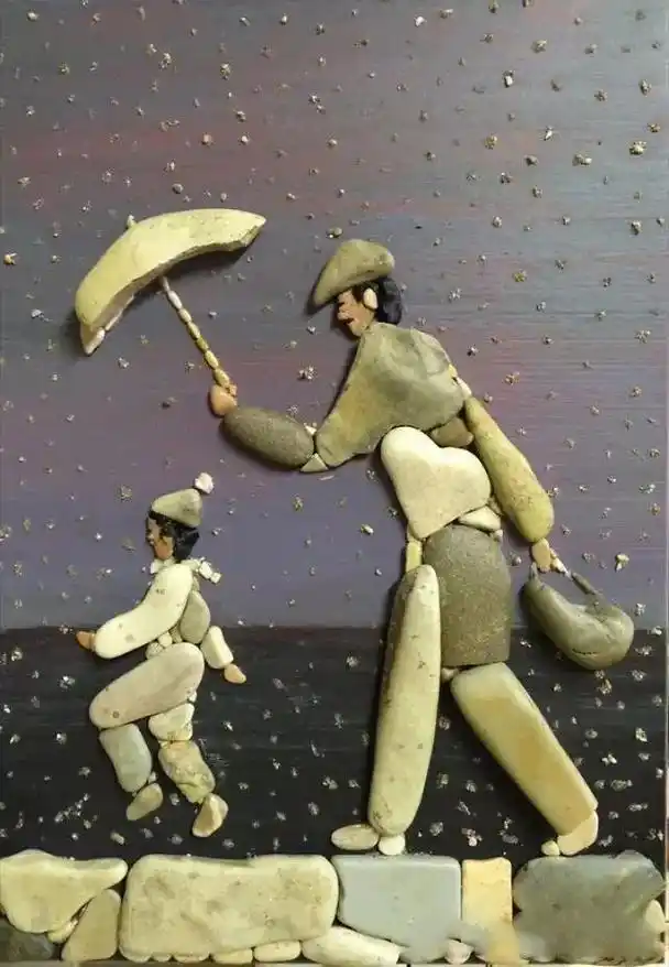 石头拼画 毫不起眼的小石头,竟然可以组成这么有趣的画. - 抖音
