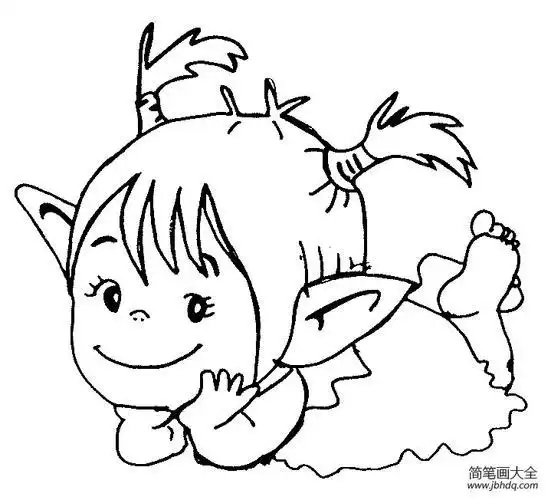 精灵侧脸简笔画