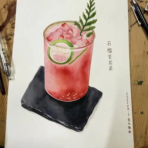 樱花-临摹:susuim#水彩画  #水彩  #备课日常  #茉莉#水彩饮料 #文案